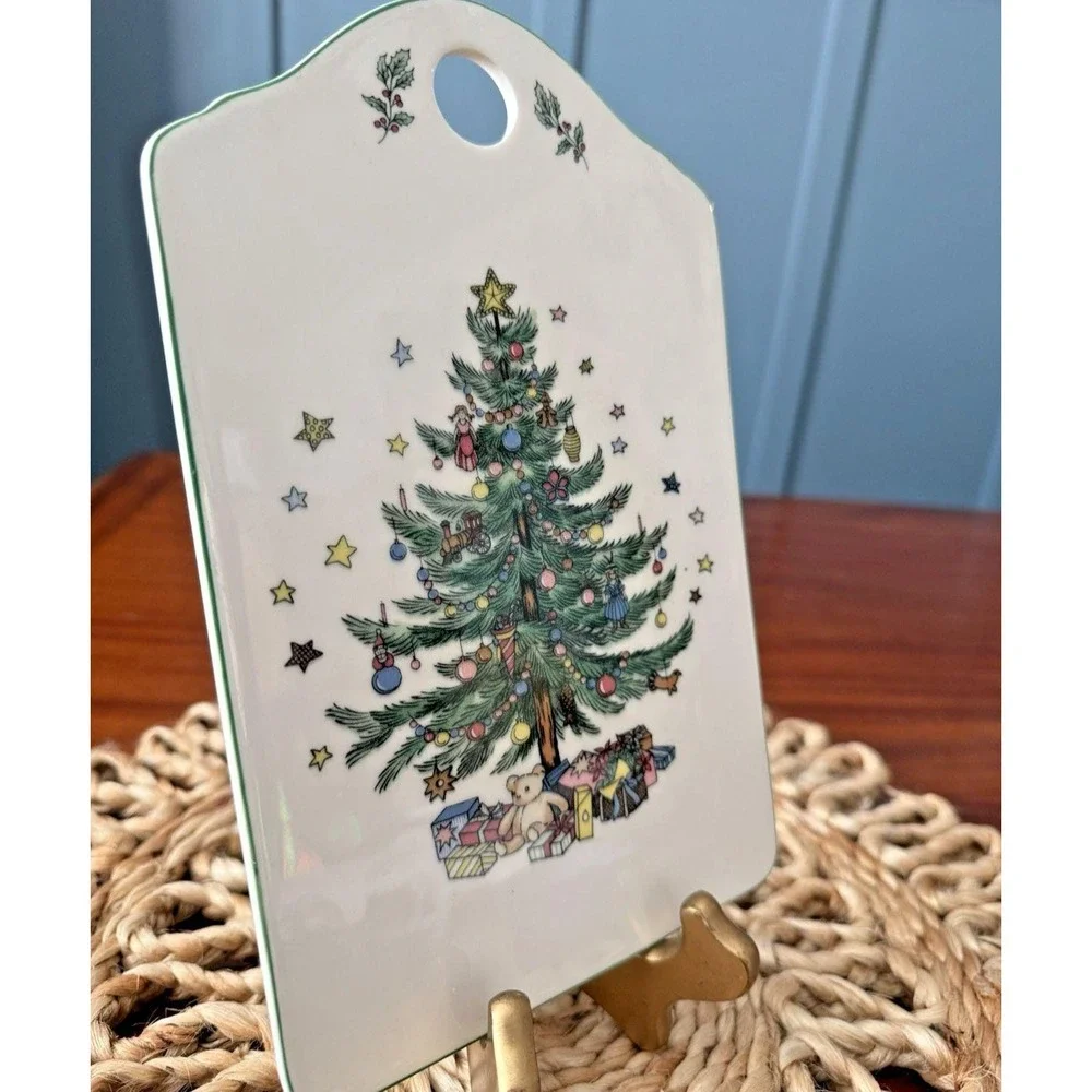 Vintage Nikko‎ Japan Christmas Tree Porcelain Plate 9x6 Holiday Cheese Tray